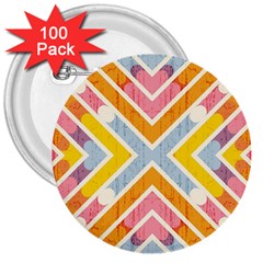 Line Pattern Cross Print Repeat 3  Buttons (100 Pack)  by Pakrebo