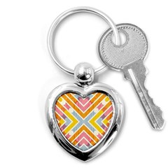 Line Pattern Cross Print Repeat Key Chains (heart)  by Pakrebo