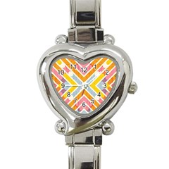 Line Pattern Cross Print Repeat Heart Italian Charm Watch by Pakrebo