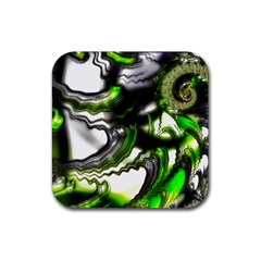 Fractal Green Trumpet Trump Rubber Coaster (square) 