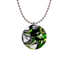 Fractal Green Trumpet Trump 1  Button Necklace