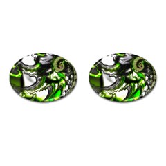 Fractal Green Trumpet Trump Cufflinks (oval) by Pakrebo