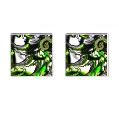 Fractal Green Trumpet Trump Cufflinks (square) by Pakrebo