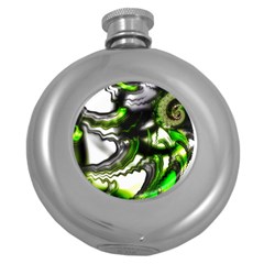 Fractal Green Trumpet Trump Round Hip Flask (5 Oz)