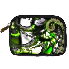 Fractal Green Trumpet Trump Digital Camera Leather Case by Pakrebo