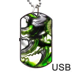 Fractal Green Trumpet Trump Dog Tag Usb Flash (one Side) by Pakrebo