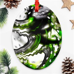 Fractal Green Trumpet Trump Oval Filigree Ornament (two Sides) by Pakrebo