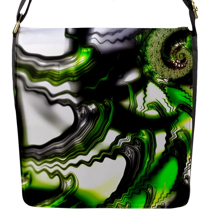 Fractal Green Trumpet Trump Flap Closure Messenger Bag (S)