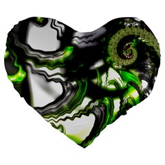 Fractal Green Trumpet Trump Large 19  Premium Flano Heart Shape Cushions