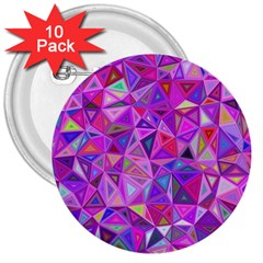 Pink Triangle Background Abstract 3  Buttons (10 Pack)  by Pakrebo