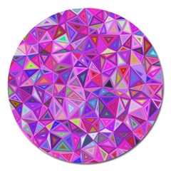 Pink Triangle Background Abstract Magnet 5  (round) by Pakrebo