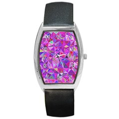 Pink Triangle Background Abstract Barrel Style Metal Watch by Pakrebo