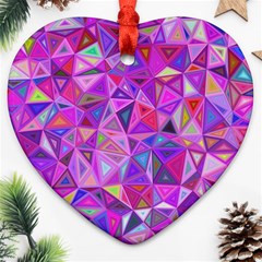 Pink Triangle Background Abstract Heart Ornament (two Sides) by Pakrebo