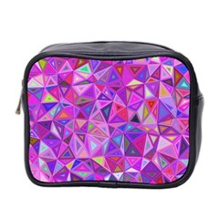 Pink Triangle Background Abstract Mini Toiletries Bag (two Sides) by Pakrebo