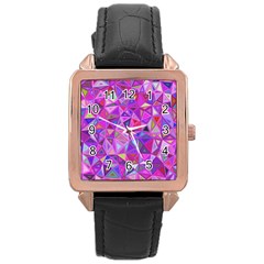 Pink Triangle Background Abstract Rose Gold Leather Watch  by Pakrebo