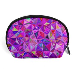 Pink Triangle Background Abstract Accessory Pouch (large) by Pakrebo