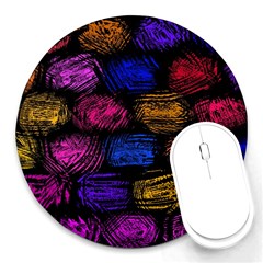 Pattern Background Structure Pink Round Mousepads by Pakrebo