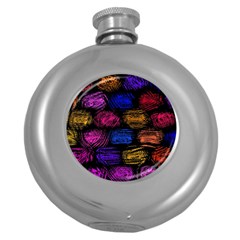 Pattern Background Structure Pink Round Hip Flask (5 Oz) by Pakrebo