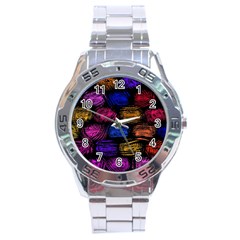 Pattern Background Structure Pink Stainless Steel Analogue Watch by Pakrebo