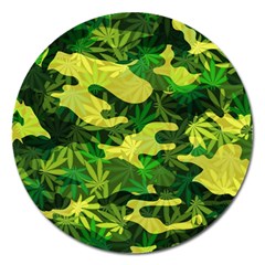 Marijuana Camouflage Cannabis Drug Magnet 5  (round) by Pakrebo