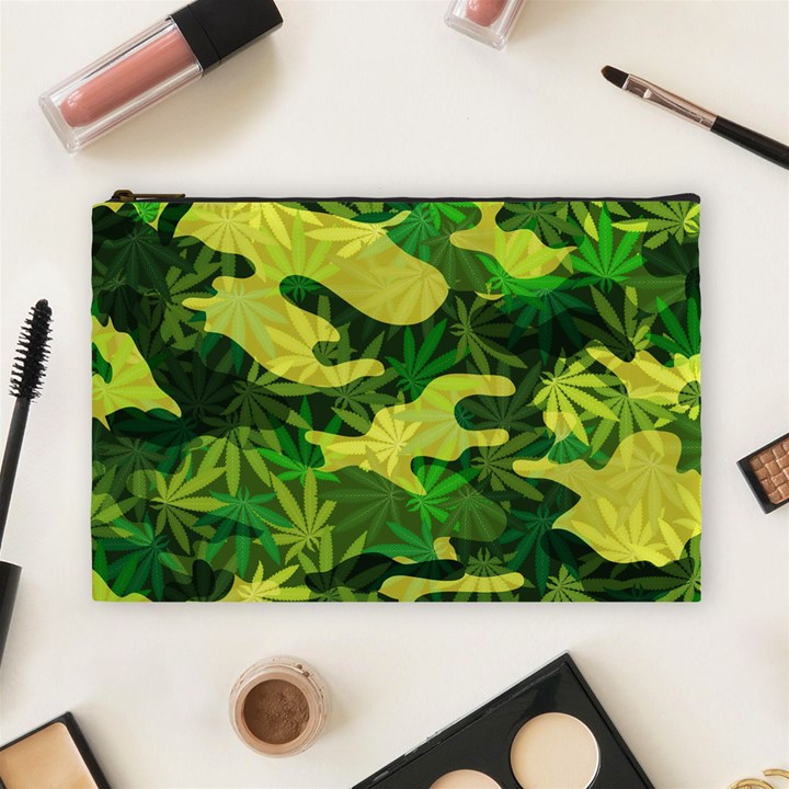 Marijuana Camouflage Cannabis Drug Cosmetic Bag (Large)