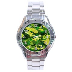 Marijuana Camouflage Cannabis Drug Stainless Steel Analogue Watch by Pakrebo