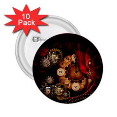 Steampunk, Wonderful Clockswork 2 25  Buttons (10 Pack)  by FantasyWorld7