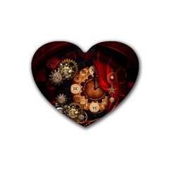 Steampunk, Wonderful Clockswork Rubber Coaster (heart)  by FantasyWorld7