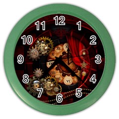 Steampunk, Wonderful Clockswork Color Wall Clock by FantasyWorld7