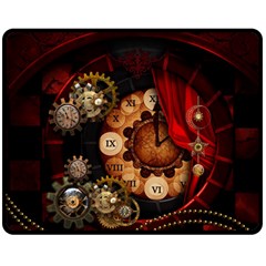 Steampunk, Wonderful Clockswork Double Sided Fleece Blanket (medium)  by FantasyWorld7