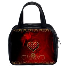 Wonderful Heart With Roses Classic Handbag (two Sides) by FantasyWorld7