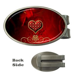 Wonderful Heart With Roses Money Clips (oval)  by FantasyWorld7