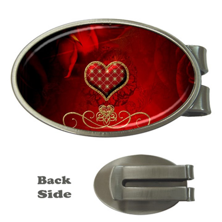 Wonderful Heart With Roses Money Clips (Oval) 