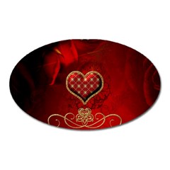 Wonderful Heart With Roses Oval Magnet by FantasyWorld7