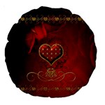 Wonderful Heart With Roses Large 18  Premium Round Cushions Front