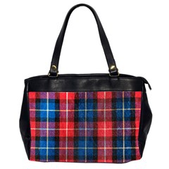 Blue & Red Plaid Oversize Office Handbag (2 Sides)