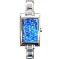 Valentine Heart Love Blue Rectangle Italian Charm Watch by Mariart