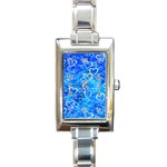 Valentine Heart Love Blue Rectangle Italian Charm Watch Front