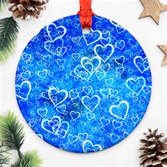 Valentine Heart Love Blue Ornament (round) by Mariart