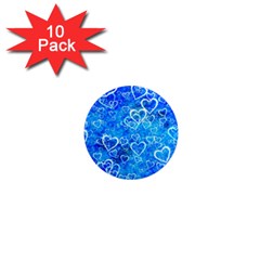 Valentine Heart Love Blue 1  Mini Magnet (10 Pack)  by Mariart