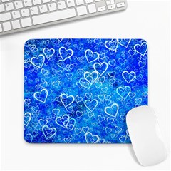 Valentine Heart Love Blue Large Mousepads by Mariart