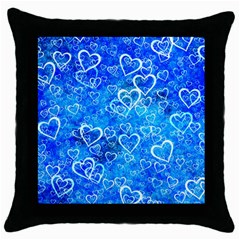 Valentine Heart Love Blue Throw Pillow Case (black) by Mariart