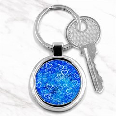 Valentine Heart Love Blue Key Chains (round)  by Mariart