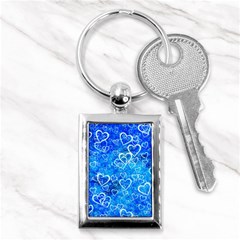 Valentine Heart Love Blue Key Chains (rectangle)  by Mariart