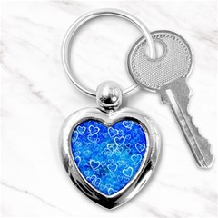 Valentine Heart Love Blue Key Chains (heart)  by Mariart