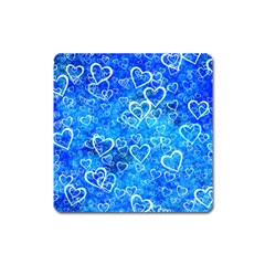 Valentine Heart Love Blue Square Magnet by Mariart