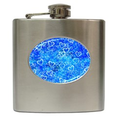 Valentine Heart Love Blue Hip Flask (6 Oz) by Mariart