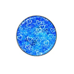 Valentine Heart Love Blue Hat Clip Ball Marker by Mariart