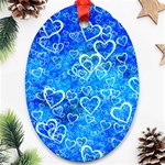 Valentine Heart Love Blue Oval Ornament (Two Sides) Front