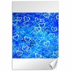 Valentine Heart Love Blue Canvas 20  X 30  by Mariart